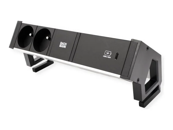 BACHMANN DESK2 ALU BLACK 2xUTE 1xUSBC 60