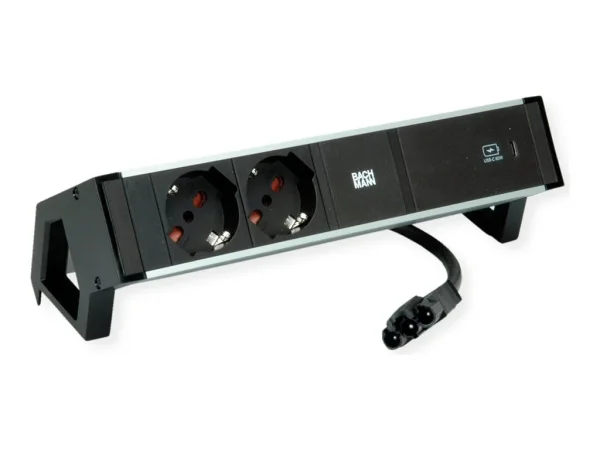 BACHMANN DESK2 ALU BLACK 2xP40 1xUSBC 60