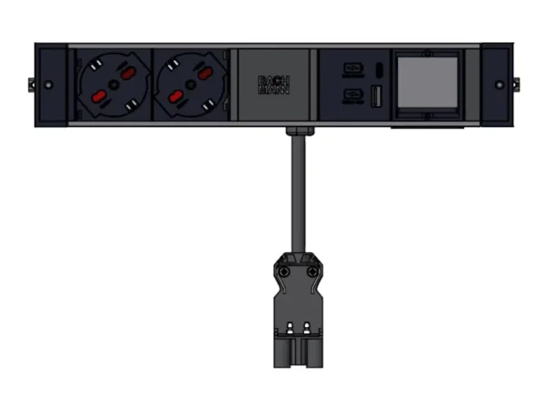 BACHMANN DESK RAIL 2xP40 1xUSB A&C 22W