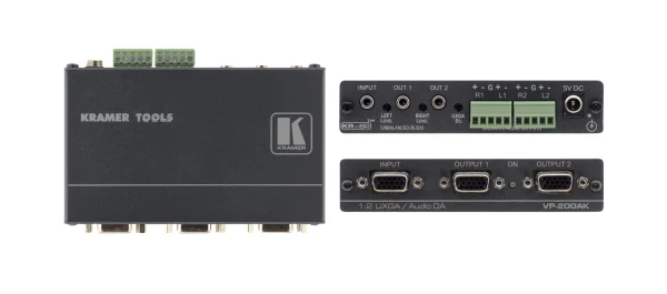 VP-200AK – 1:2 Verteilverstärker für UXGA und Stereo-Audio  mit aktiver Sync-Bearbeitung