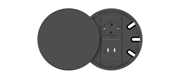 T-IN2-RND2(B) – Table In-Surface, Plus, Black circle with lid, 2 modules