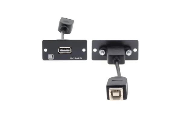 WU-AB (W) – Wall-Plate Einsatz mit USB-A / USB-B Durchgangsverbinder - weiß