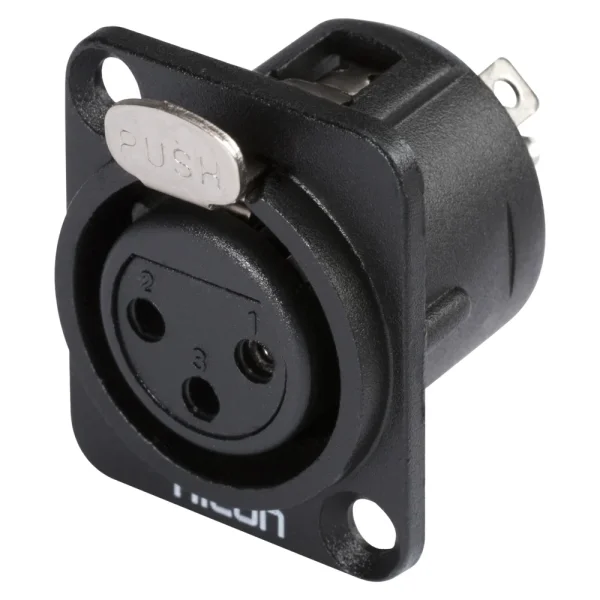 HICON XLR-3-pol Einbaubuchse, Metall, sw
