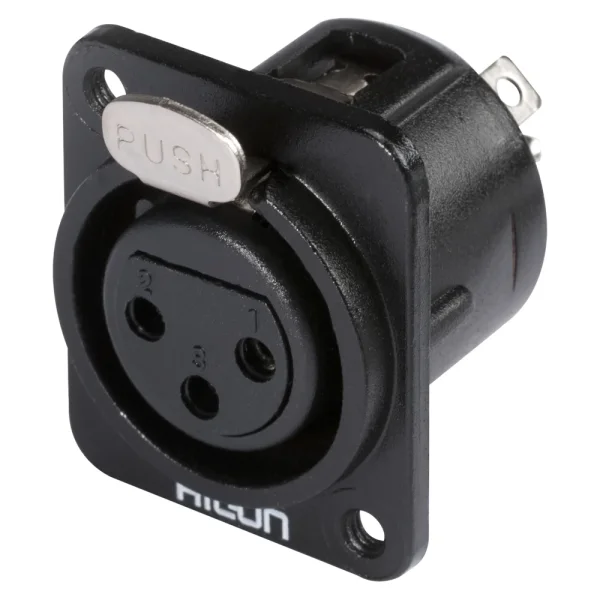 HICON XLR-3-pol Einbaubuchse, M3-Gew. sw