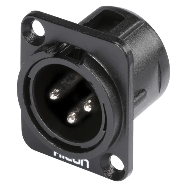 HICON XLR-3-pol Einbaustecker, Metall, sw