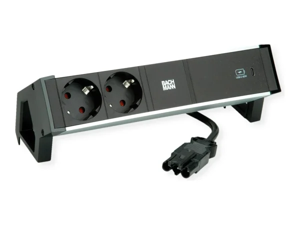 BACHMANN DESK2 ALU BLACK 2xSchutzkt.USBC