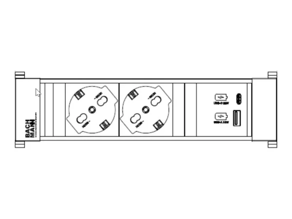 BACHMANN POWER FRAME 2xP40 1xUSB A/C 22W
