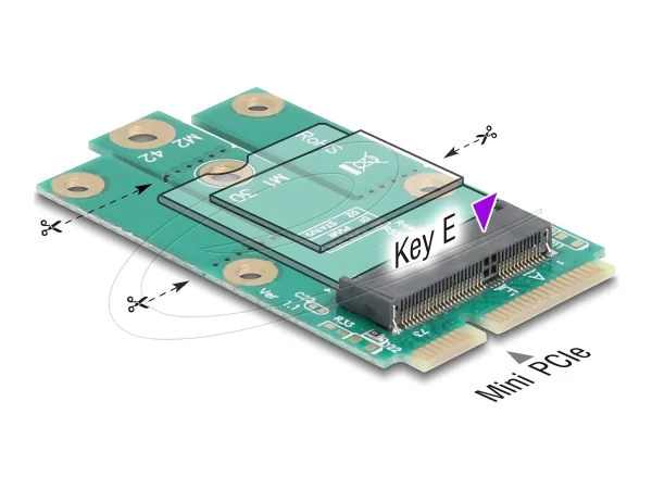 DELOCK Adap Mini PCIe zu M.2 Key E Slot