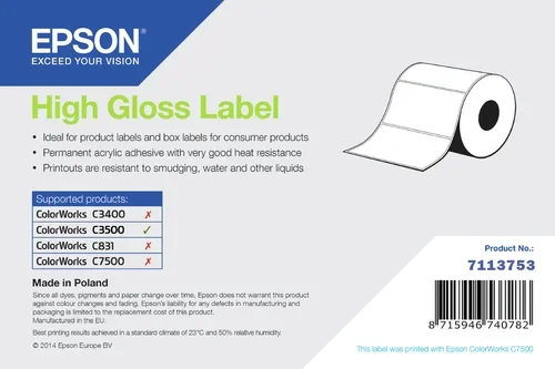 HIGH GLOSS LABEL DIE-CUT ROLL 102MM X 51MM 610 LABELS