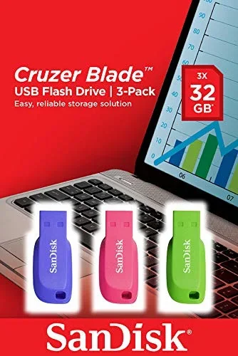 SANDISK CRUZER BLADE USB FLASH DRIVE 3-PACK - 32GB