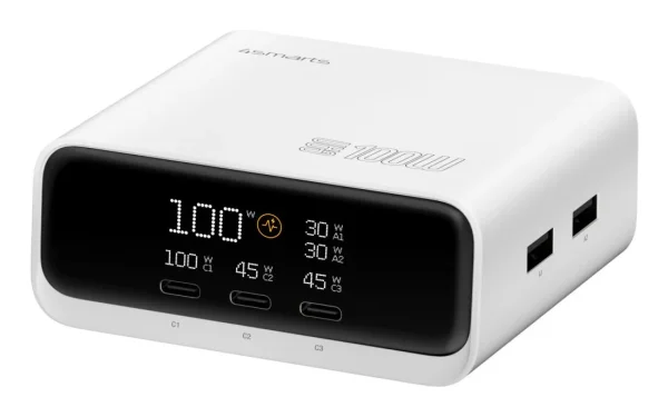 4smarts Desk Charger GaN Screen 100W 3C+2A white