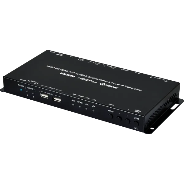 UHD+ 2x1 HDMI/DP to HDMI Bi-directional AV over IP Transceiver W/USB 2.0 HUB