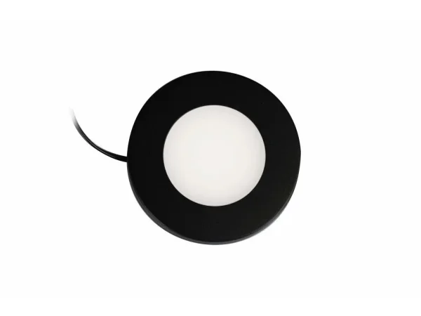 Synergy 21 Downlight Round / 3000K Schwarz / 12V / 76Ø x 10mm Möbelleuchte mit AMP Stecker