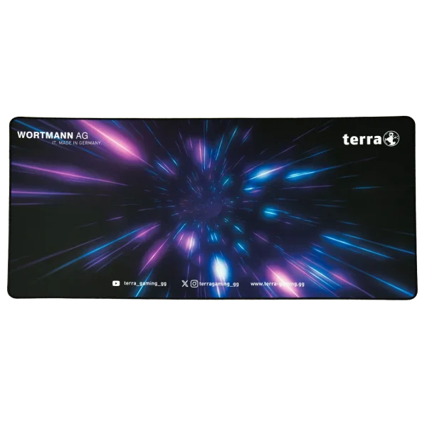 TERRA Mousepad XXL PURE Gaming black/purple schwarze Umkettelung, 900 x 400 x 3 mm