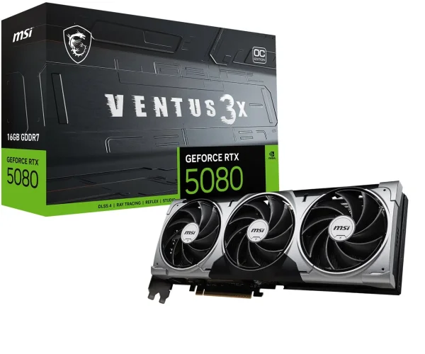 MSI VGA 16GB RTX5080 VENTUS 3X OC 16G 3xDP/HDMI GeForce RTX 5080 16G VENTUS 3X OC