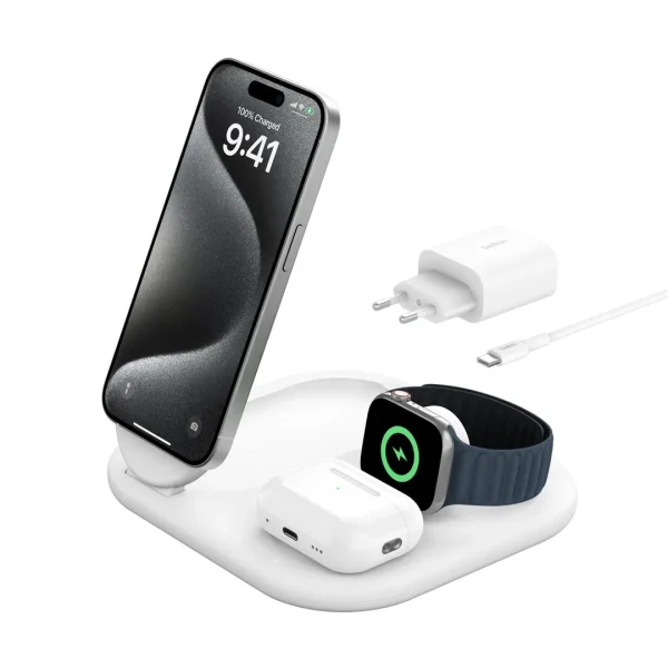 Belkin BoostCharge 3-in-1 Charging Stand white