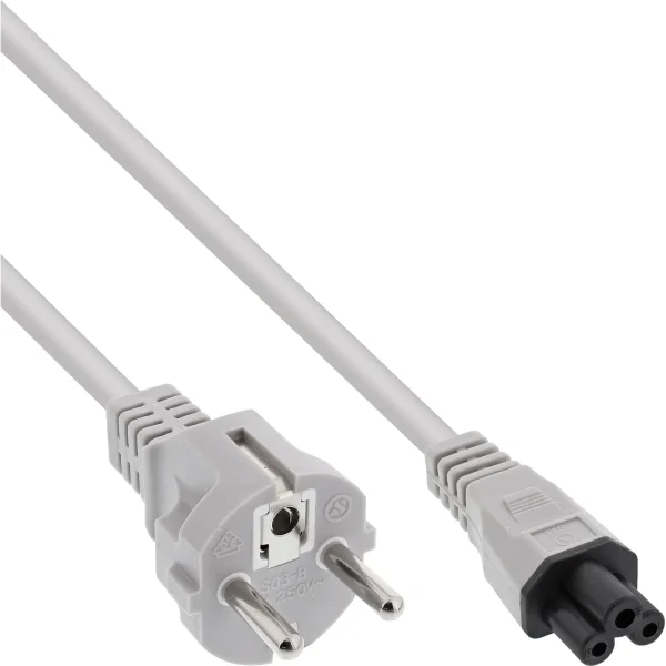 InLine® Netzkabel für Notebook, 3pol Kupplung C5, grau, 0,5m
