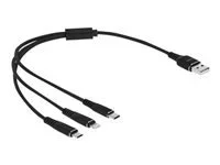 DELOCK USB Ladekabel 3 in 1 30cm schwarz