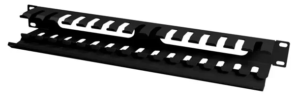 ALLNET 19" zbh. Kabelführungsplatte, 1HE, Metall mit Abdeckplatte, Schwarz,