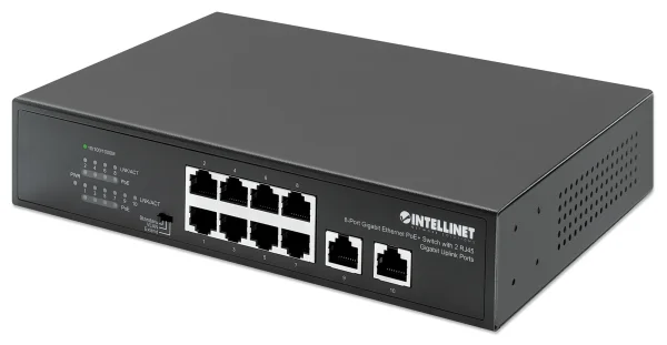 INT 8-Port Gigabit PoE+ Switch 2xRJ45