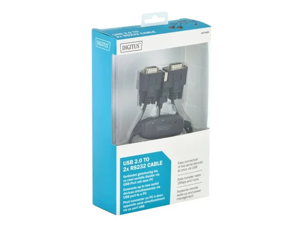 DIGITUS 1.5M USB 2.0 zu RS232x2 Kabel Ch