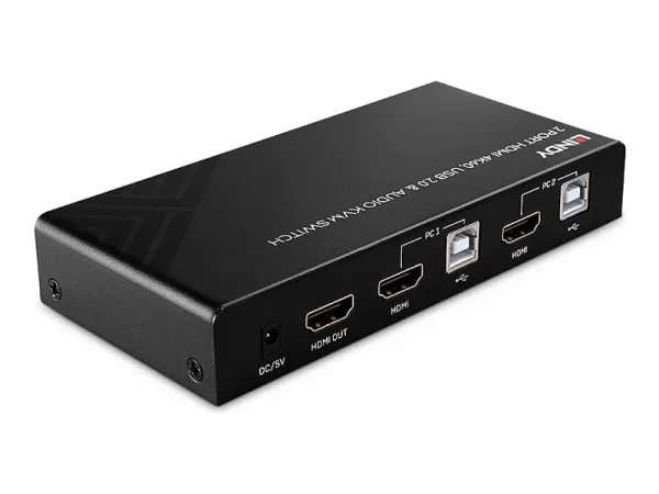 LINDY 2 Port HDMI 4K60 USB 2.0 & Audio