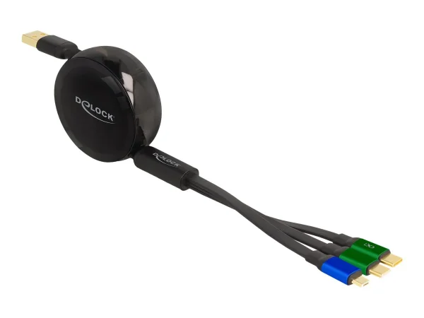 DELOCK USB Aufrollladekabel 3 in 1 Typ-A
