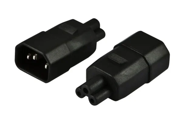 Netzkabel 230V Adapter C14-Stecker -> C5-Buchse (Mickey-Mouse/Kleeblatt)