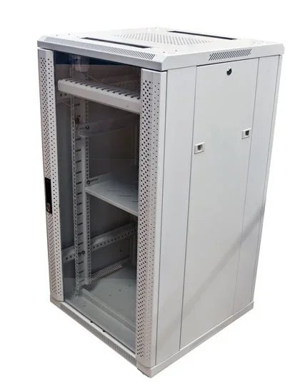 ALLNET 19" Schrank, 22HE, B600/T1000mm, Glastür, Lichtgrau, SNB-Serie,