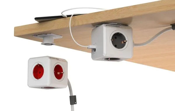 DesignNest(Allocacoc) Powercube, Extended USB, 4xDosen(CEE7)->Stecker(CEE7), 1.5m, weiss/grau