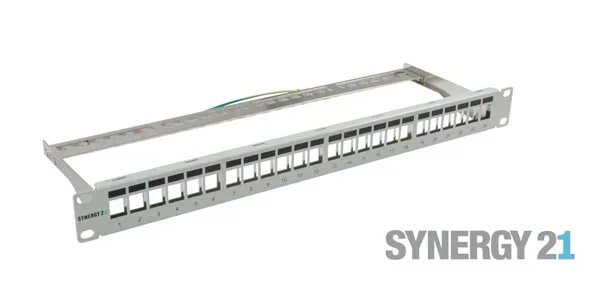 Patch Panel 24xTP, CAT6A, incl.Keystone Slim-line , 19", 1HE(t152mm), Lichtgrau, Synergy 21,