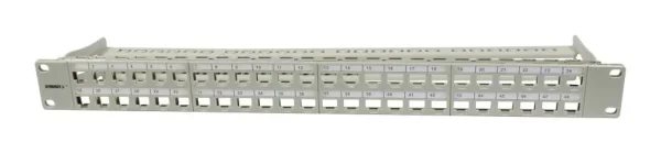 Keystone, Modulträger, 19" Patchpanel für 48xTP-Modul, 1HE(t95mm), Lichtgrau, Synergy 21,