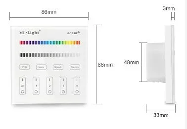 Synergy 21 LED Fernbedienung Smart Panel RGB/RGB-W 4 Zonen *Milight/Miboxer*