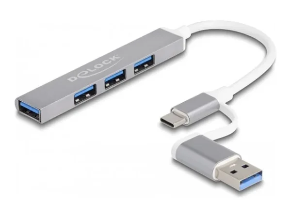 DELOCK 4 Port Slim USB Hub mit USB