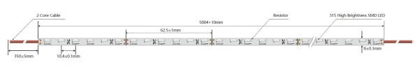 Synergy 21 LED Flex Strip 4020 - 60 WW DC24V 38W IP20 CRI>90 sideview