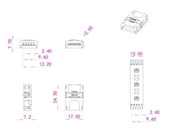 Synergy 21 LED FLEX Strip zub. Easy Connect Strip to Wire 12mm RGB-W
