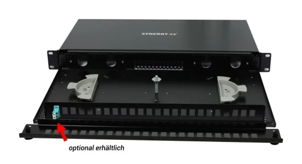 LWL-Patchpanel 12xLC-Duplex-Buchsen, 19", OS2, 9/125u Singlemode, Schwarz, Synergy 21,