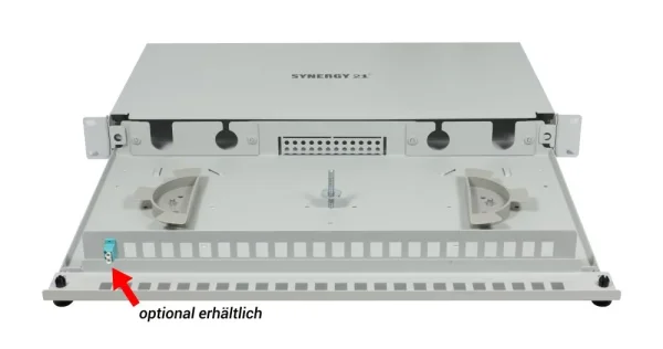 LWL-Patchpanel 6xLC(APC)-Duplex-Buchsen, 19", OS2, 9/125u Singlemode, Lichtgrau, Synergy 21,