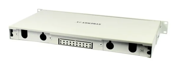 LWL-Patchpanel 24xLSH(E2000APC)-simplex-Buchsen, 19", 9/125u Singlemode, Lichtgrau, Synergy 21,