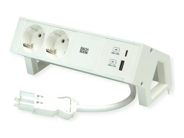 BACHMANN DESK2 white 2xCEE7/31xUSB 0,2m