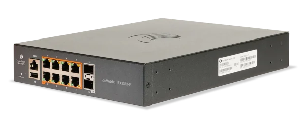 Cambium Switch full managed Layer2 10 Port • 8x 1 GbE • PoE Budget 75 Watt • 8x PoE at • 2x SFP • 10” • Lüfterlos, cnMaestro • EX1010-P