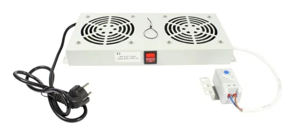 ALLNET 19" Wandgehäuse, zbh. nur für SO-19"-Serie, Lüftereinheit 2-fach mit Schalter und Temperatureinheit, Lichtgrau,