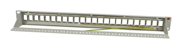 Patch Panel 24xTP, CAT6A, incl.Keystone Slim-line/Short 3P, 19", 1HE(t 94mm), Lichtgrau, Synergy 21,