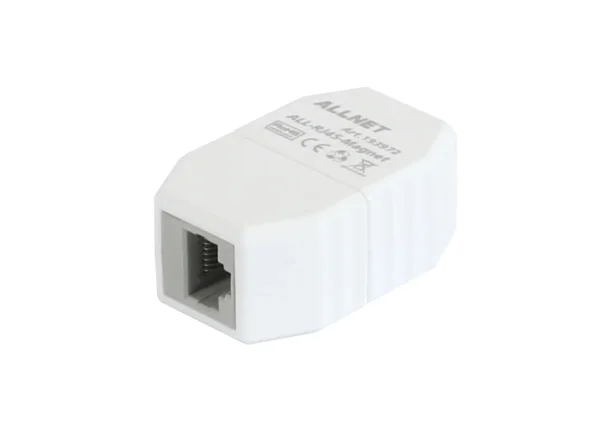 TP-TP Kupplung, CAT6A, Buchse,1:1 ,8-pol., RJ45, Sicherungskupplung, Abwurfbuchse, PoE fähig, bis zu 10GBit (ABS Gehäuse) - ALL-RJ45-Magnet-V2