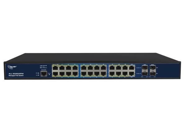 ALLNET Switch full managed 24 Port Gigabit 390W / 24x PoE+ / 4x SFP / Lüfterlos / 19" / " ALL-SG8626PM"