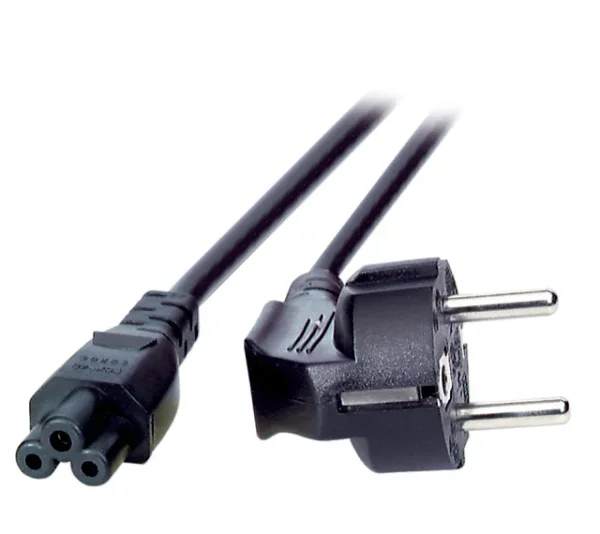 Netzkabel 230V Schutzkontakt CEE7(Stecker)->C5(Buchse), 1,8m, Black, (Kleeblatt, Mickymaus)