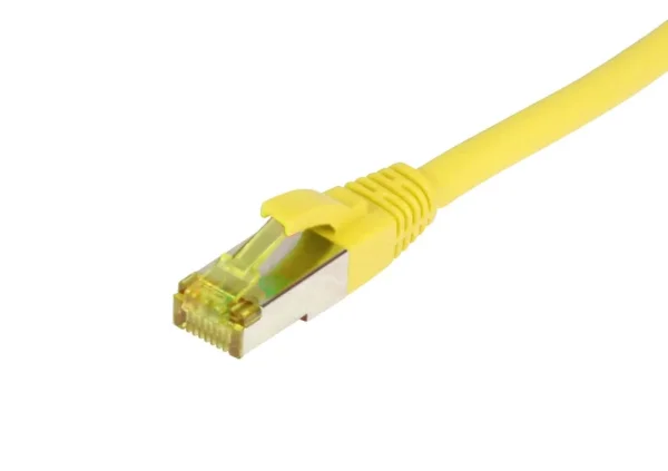 Patchkabel RJ45, CAT6A 500Mhz, 0.15m, gelb, S-STP(S/FTP), TPE/LSZH(Ultraflex), AWG26, mit CAT7 Rohkabel, Synergy 21