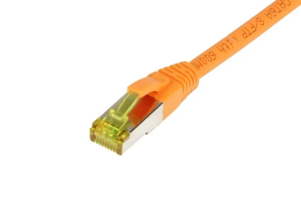 Patchkabel RJ45, CAT6A 500Mhz, 25m, orange, S-STP(S/FTP), TPE/LSZH(Ultraflex), AWG26, mit CAT7 Rohkabel, Synergy 21