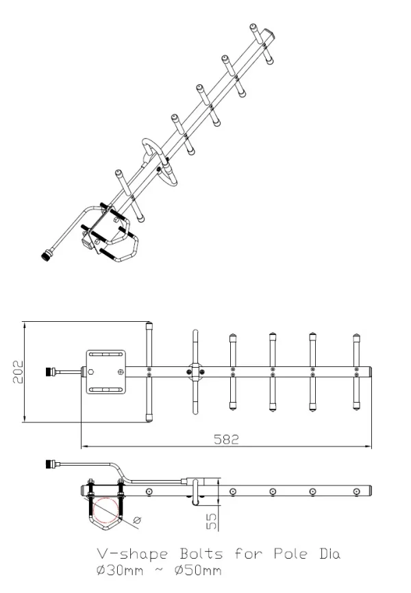 ALLNET Antenne 868MHz 10dbi Antenne (N-Female) YAGI ANT-868-10dbi-Yagi LoRA/HELIUM/HaLow/IoT