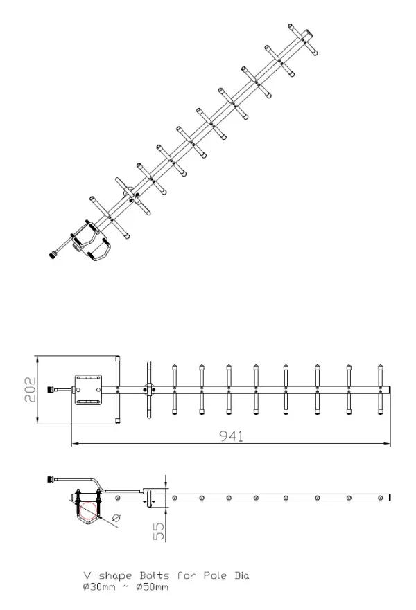 ALLNET Antenne 868MHz 12.5dbi Antenne (N-Female) YAGI ANT-868-12.5dbi-Yagi LoRA/HELIUM/HaLow/IoT